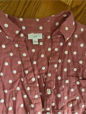 Jijil Rose Pink Polka Dot Button-Front Blouse